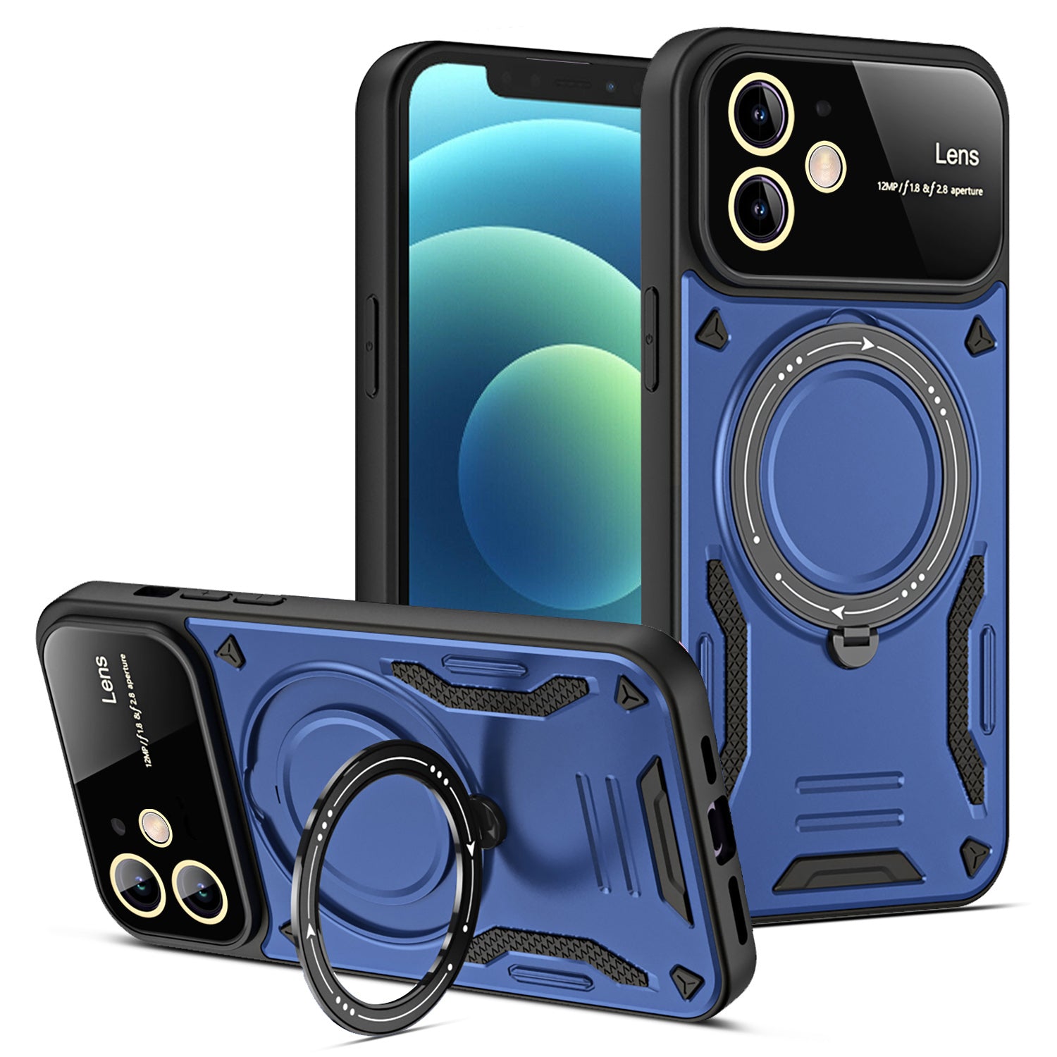 For iPhone 12 6.1 inch Compatible with MagSafe Phone Case PC TPU Anti-drop Kickstand Cover For iPhone 12 6.1 inch Compatible with MagSafe Phone Case PC TPU Anti-drop Kickstand Cover